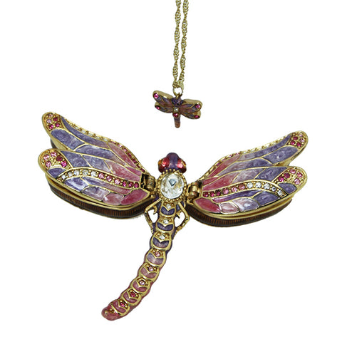 Pink Dragonfly Trinket Box with Necklace