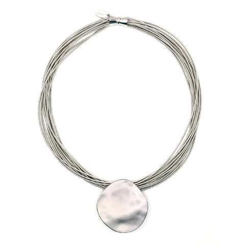 Silver Multi Strand with Matte Disc Necklace