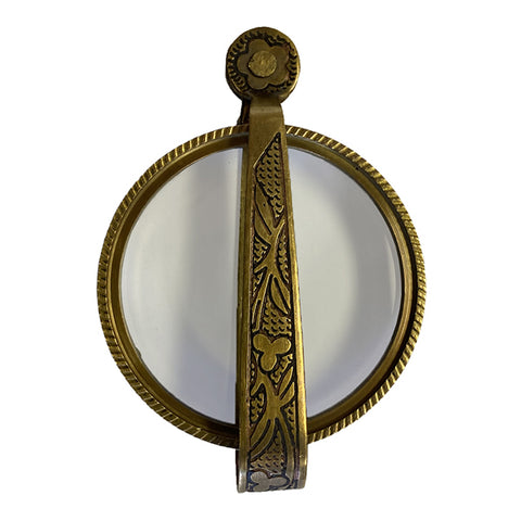 Antiqued Brass Magnifying Glass with Folding Handle