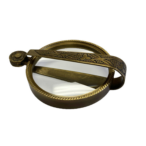 Antiqued Brass Magnifying Glass with Folding Handle