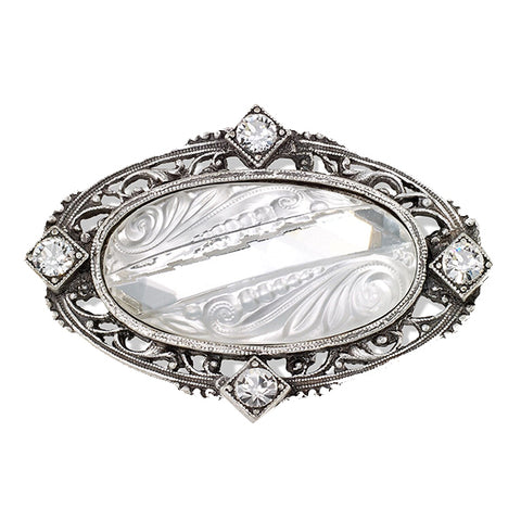 Forever Vintage Oval Glass Brooch