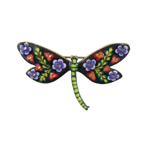 Purple Blue Winged Dragonfly Brooch