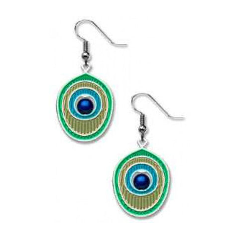 Peacock Feather Motif Earrings