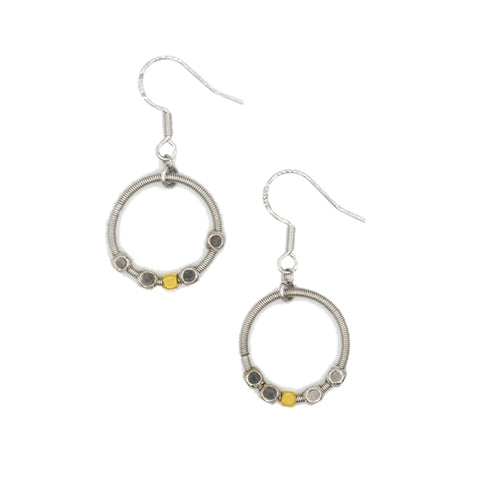 Silver Gold Loop Square Earrings