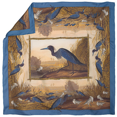 Audubon Blue Heron Luxury Silk Twill Scarf