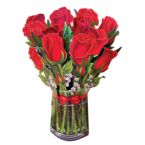 Red Roses Bouquet Pop-up Greeting Card