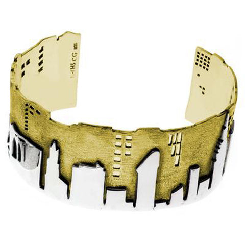 City Skyline Brass & Sterling Silver Bracelet - New-York Historical Society Museum Store