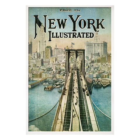 New York Illustrated Brooklyn Bridge Notecard