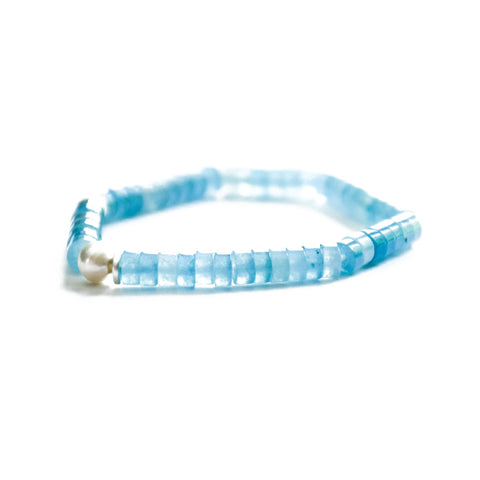 Aqua Quartz with Pearl Bracelet