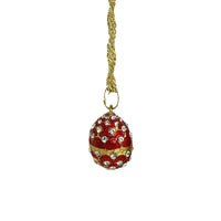 Red Crystal Enameled Egg with Necklace Inside
