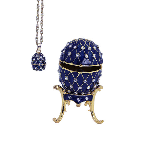 Dark Blue Fabergé Egg with Necklace