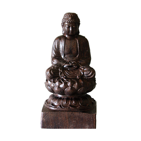 Seated Buddha Wood Statue