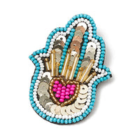 Bala Mani Beaded Hamsa Brooch Pin