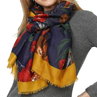Navy Poppies Scarf