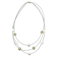 3 Strand Silver Gold Disc Necklace