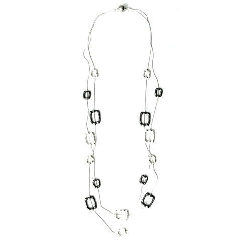 Long Silver Bronze Slate Necklace