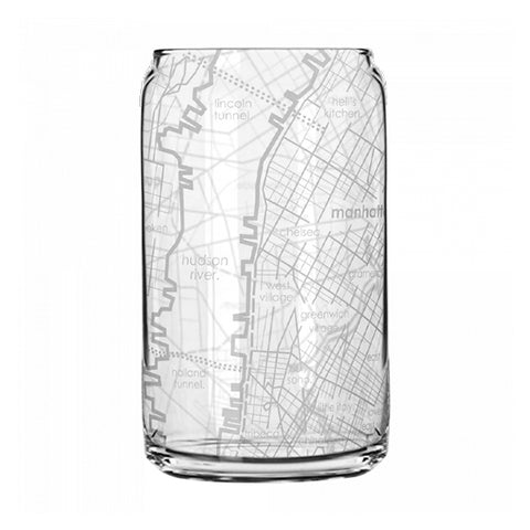 New York Map Can Glass