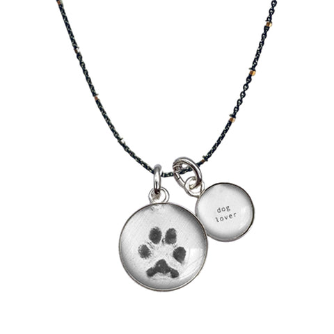 Dog Lover with Paw Prints Necklace
