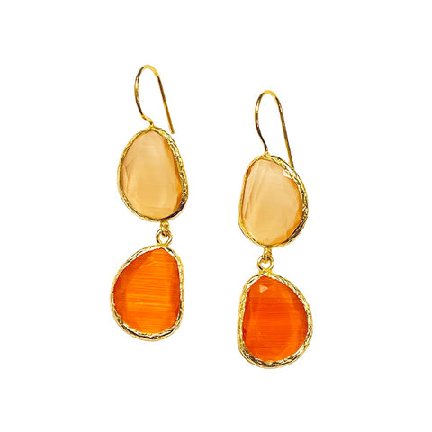 Orange Two Drop Earrings