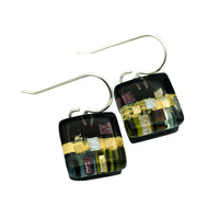 Golden Phase Black Cube Earrings