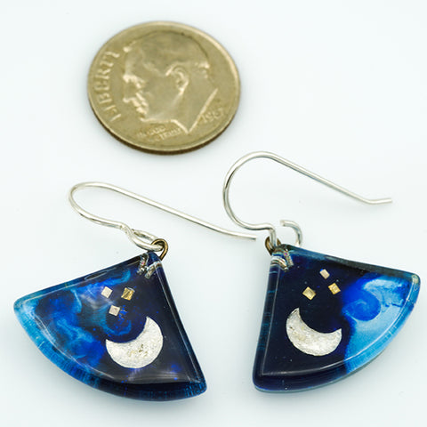 Blue Moon Fan Earrings