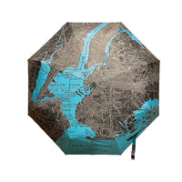 New York Black Blue Map Umbrella