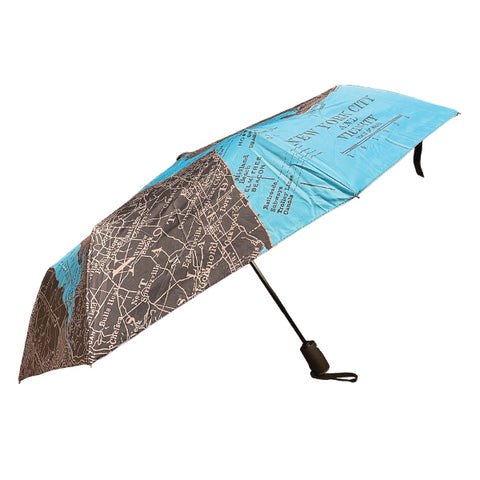 New York Black Blue Map Umbrella