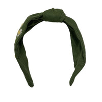 Olive Floral Embroidered Turban Headband