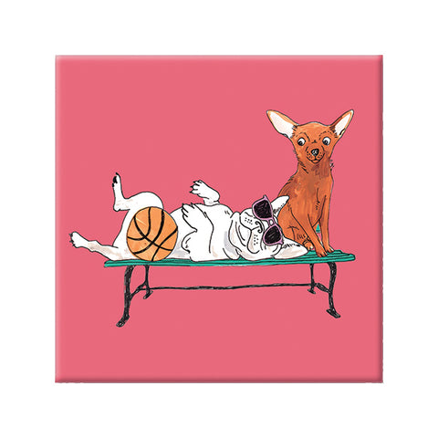 Dogs on a Bench Magnet