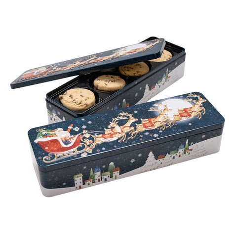 Farmhouse Biscuits Flying Santa Tin