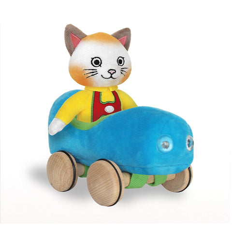 Huckle Cat in a Blue Car Plush