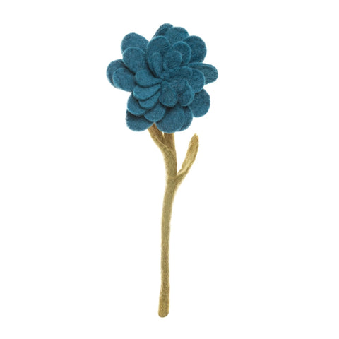 Teal Blue Zinnia Felt Flower