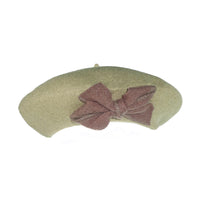 Green Wool Bow Beret hat