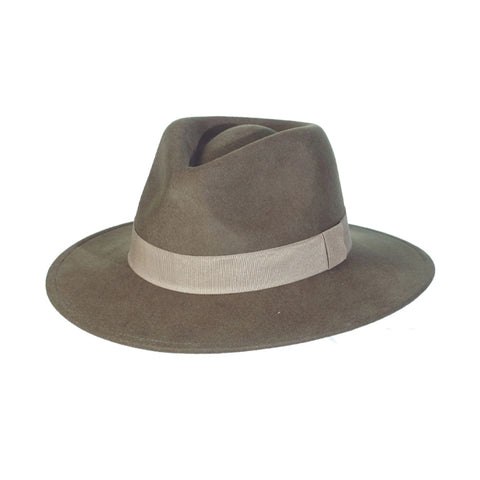 Grey Velvet Fedora Button Hat