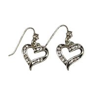 Silver Crystal Heart Earrings