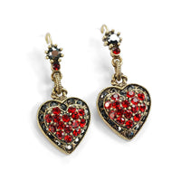 Garnet and Crystal Heart Earrings