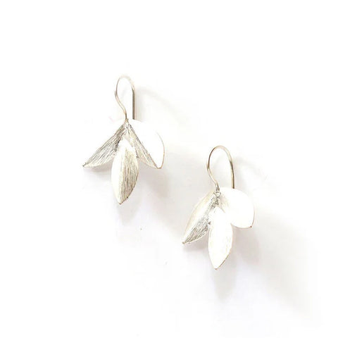 Silver Cluster Leaf Earrings