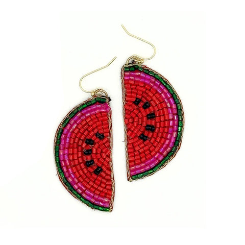 Beaded Watermelon Earrings