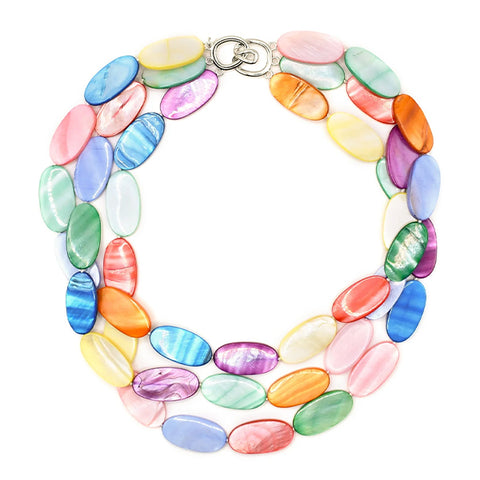 3 Strand Oval Confetti Necklace