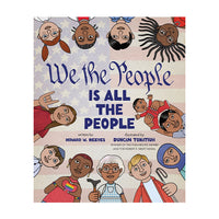 A children's book featuring illustrations of a diverse group of people surrounding the text 