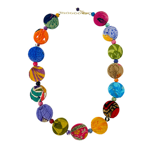 Kantha Dotted Disc Necklace