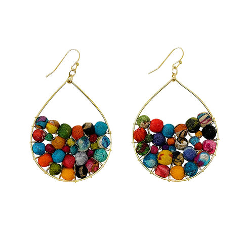 Kantha Teardrop Earrings