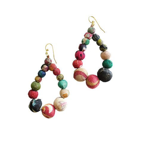Kantha Graduated Teardrop Earrings