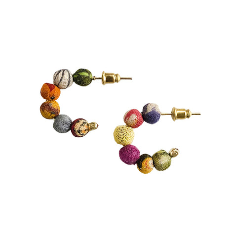 Kantha Tiny Hoops Earrings