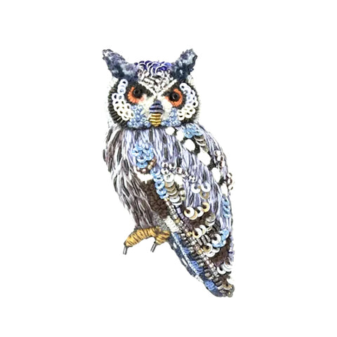 Northern White-Faced Owl Brooch