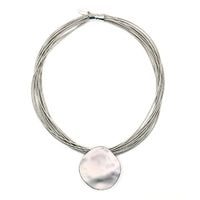 Silver Multi Strand with Matte Disc Necklace