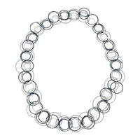 Silver Black Clear Rings Necklace