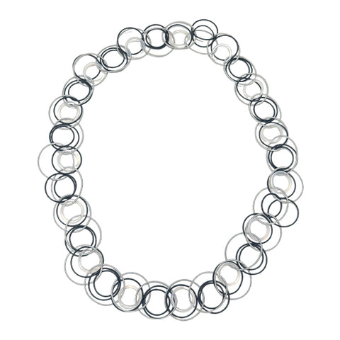 Silver Black Clear Rings Necklace