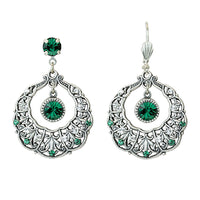 Emerald Green Scallop Hoop Earrings