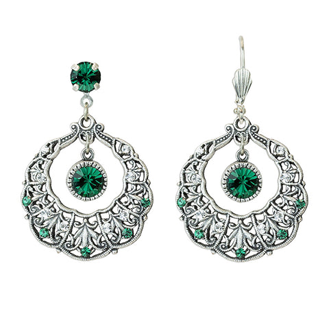 Emerald Green Scallop Hoop Earrings